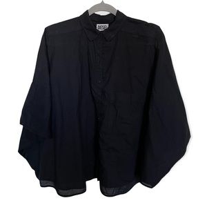 Diesel Black Button Front Batwing Top